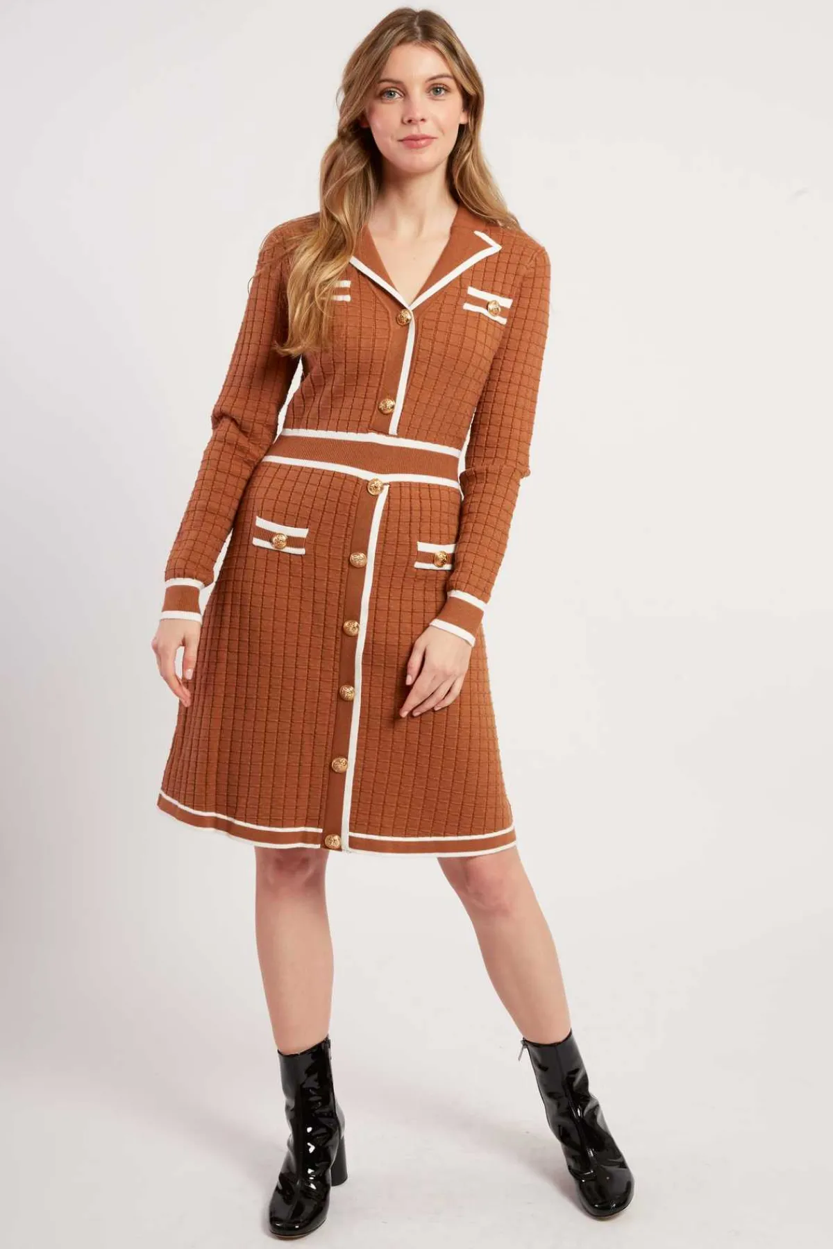 Shop Robe courte en maille avec manches longues JADE La Maille|Robes Courtes