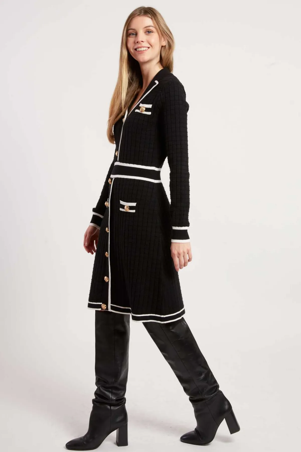 Shop Robe courte en maille avec manches longues JADE La Maille|Robes Courtes