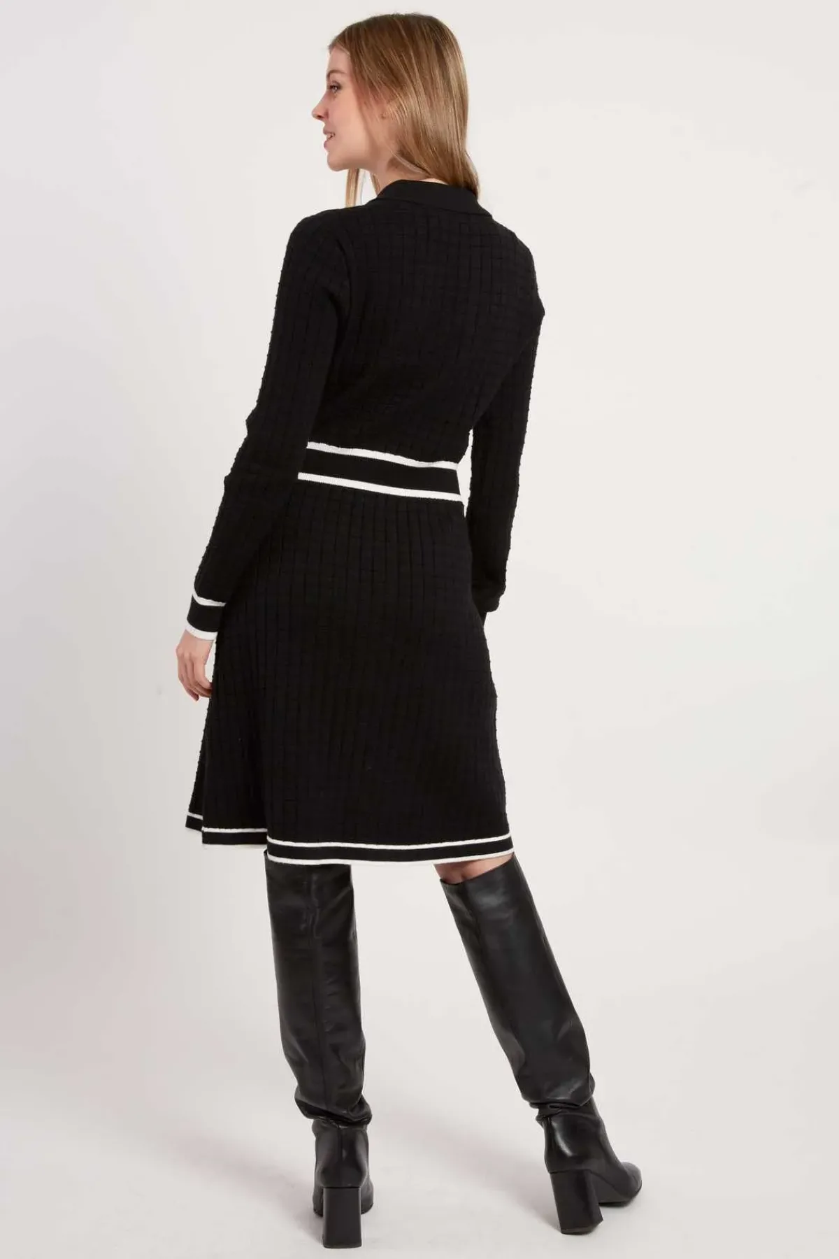 Shop Robe courte en maille avec manches longues JADE La Maille|Robes Courtes