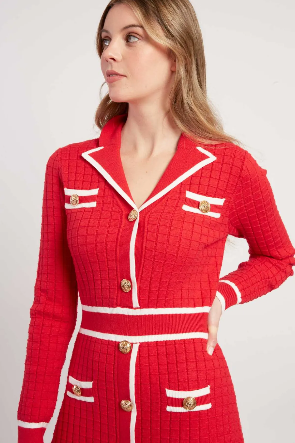 Shop Robe courte en maille avec manches longues JADE La Maille|Robes Courtes