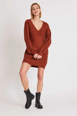 Clearance Robe courte en maille ORANGE La Maille|Robes Courtes