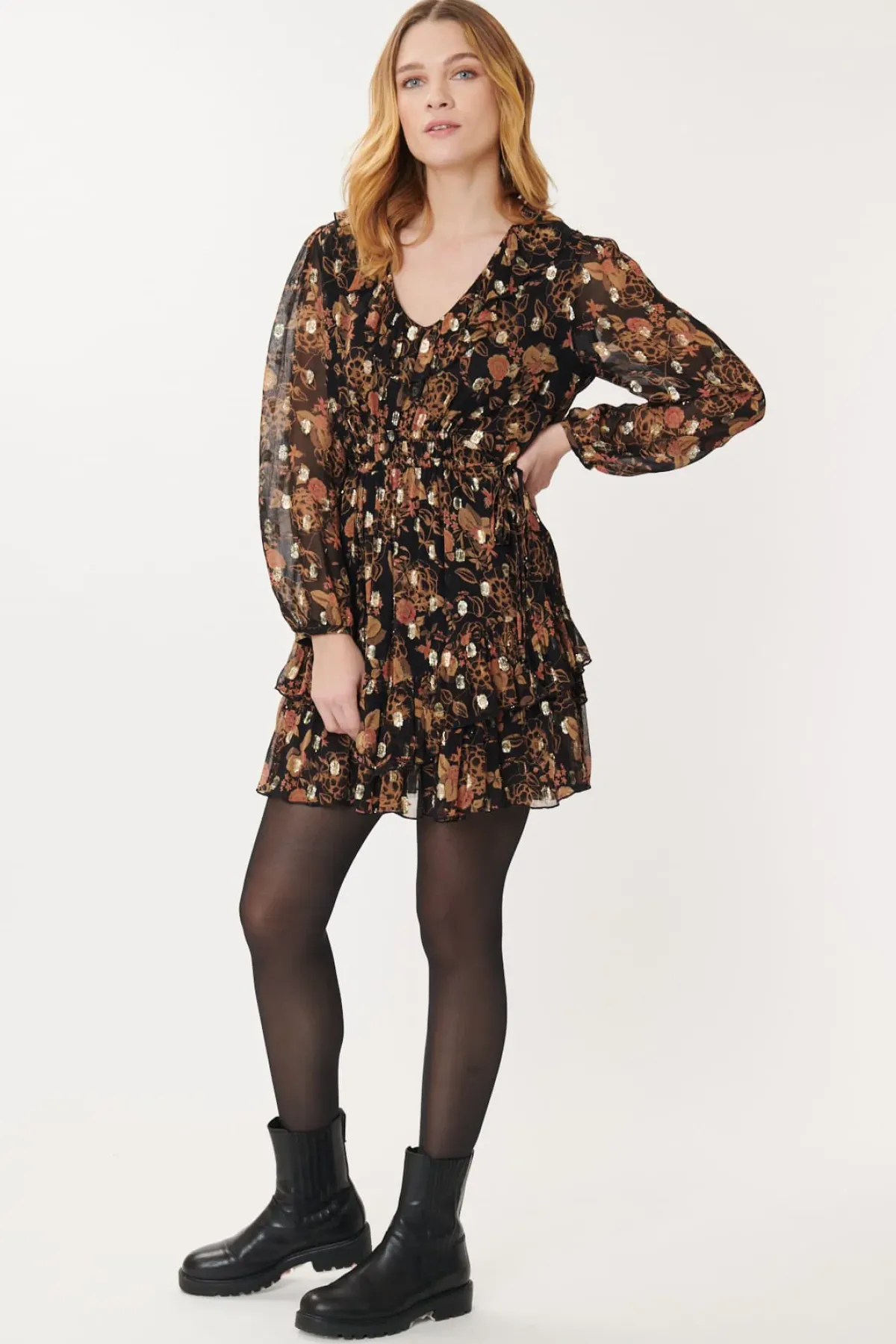 Flash Sale Robe courte imprimée et lurex ALMINA Robes Courtes