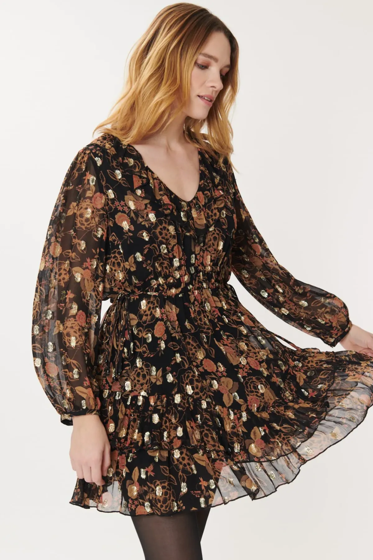 Flash Sale Robe courte imprimée et lurex ALMINA Robes Courtes