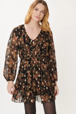 Flash Sale Robe courte imprimée et lurex ALMINA Robes Courtes