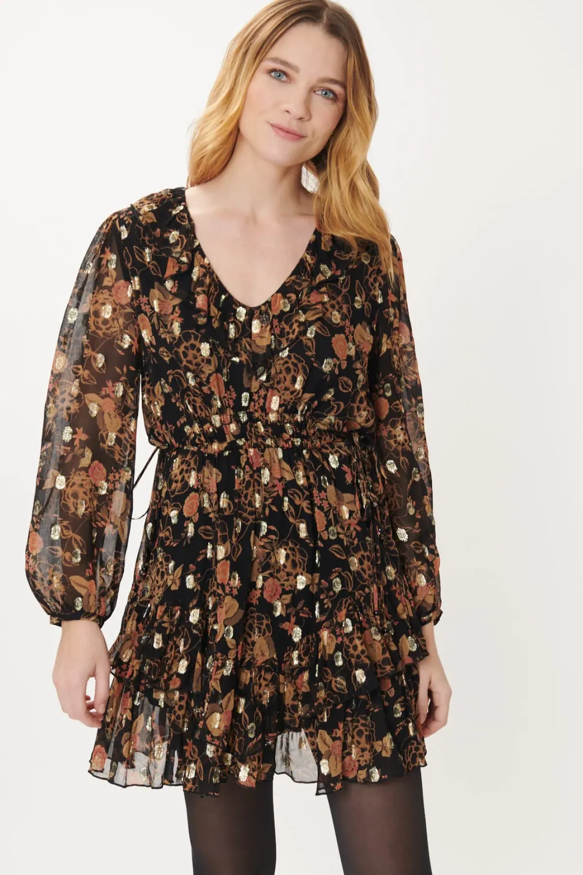 Flash Sale Robe courte imprimée et lurex ALMINA Robes Courtes