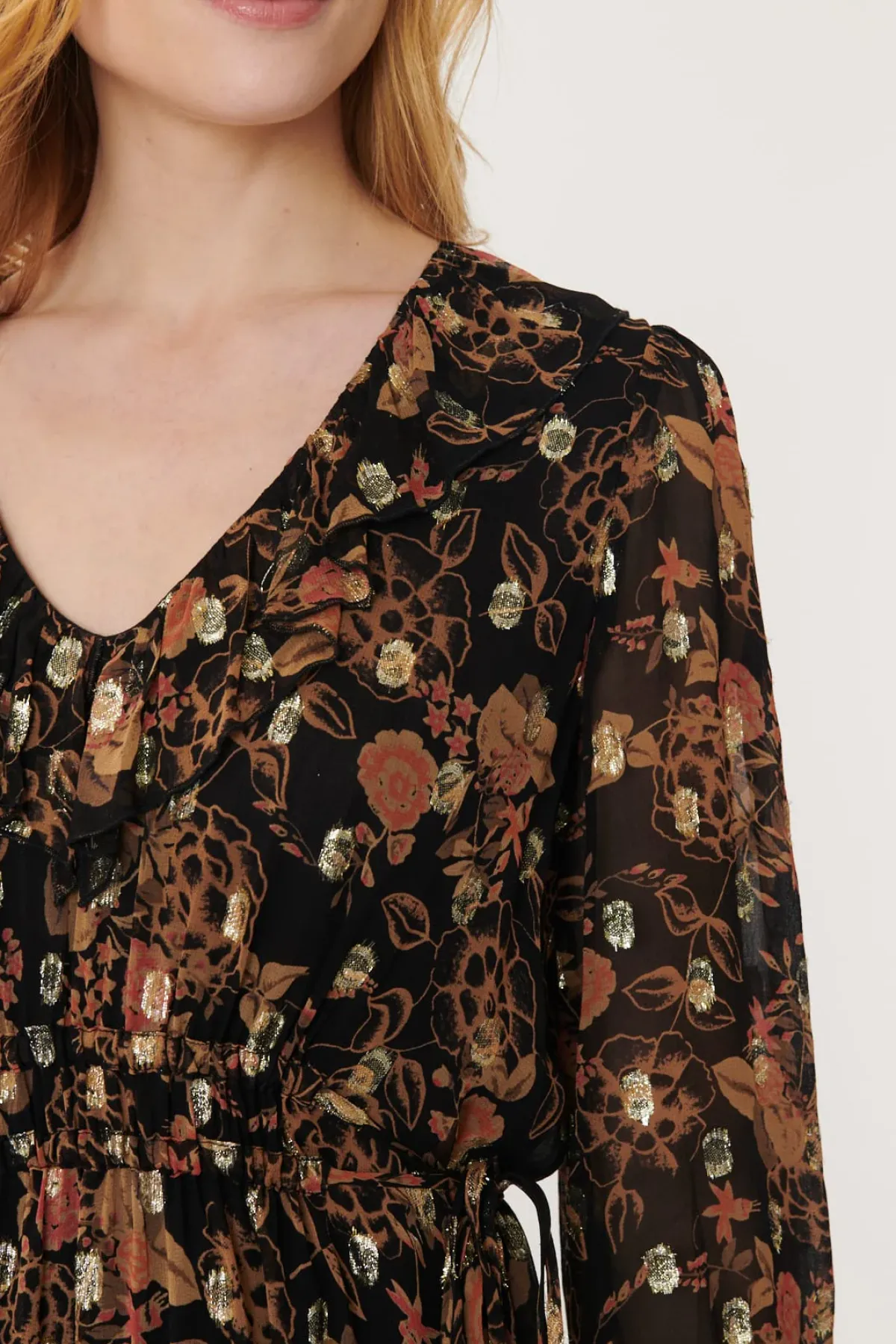 Flash Sale Robe courte imprimée et lurex ALMINA Robes Courtes