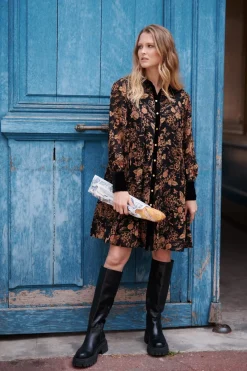 Cheap Robe courte imprimée et velours ALICIA Robes Courtes