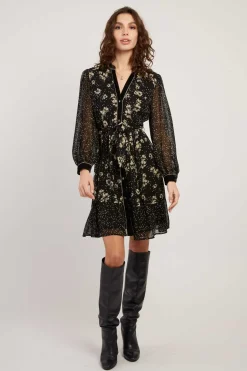 Cheap Robe courte imprimée manches longues BALTIMORE Robes Imprimées|Robes Courtes