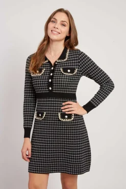 Outlet Robe courte manches longues en maille JAHORINA La Maille|Robes Courtes