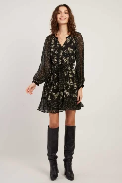 Outlet Robe courte manches longues imprimé floral BALTHAZAR Robes Imprimées|Robes Courtes