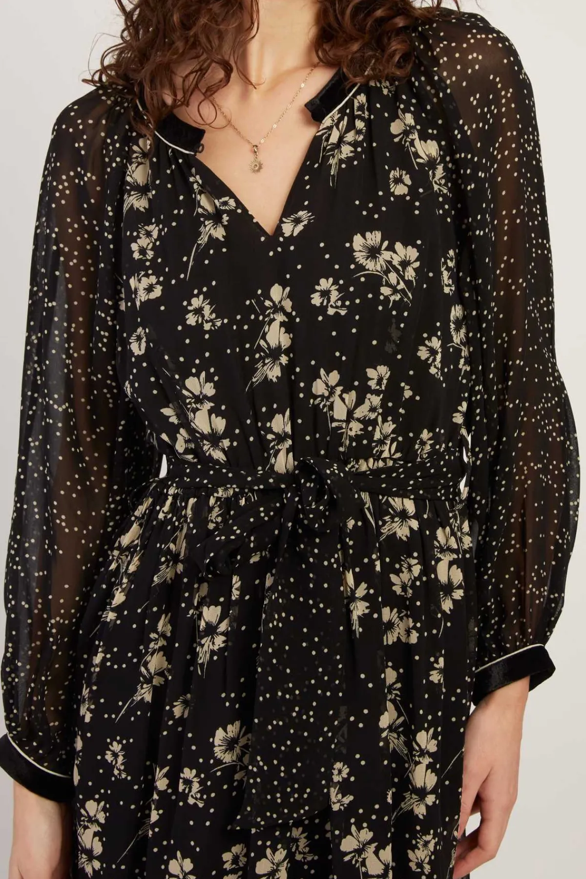 Outlet Robe courte manches longues imprimé floral BALTHAZAR Robes Imprimées|Robes Courtes