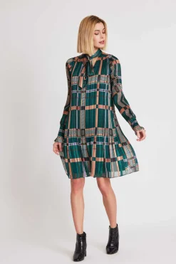 Store Robe courte plissée à carreaux SANTAMONICA Robes Imprimées|Robes Courtes