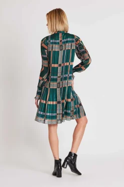 Store Robe courte plissée à carreaux SANTAMONICA Robes Imprimées|Robes Courtes