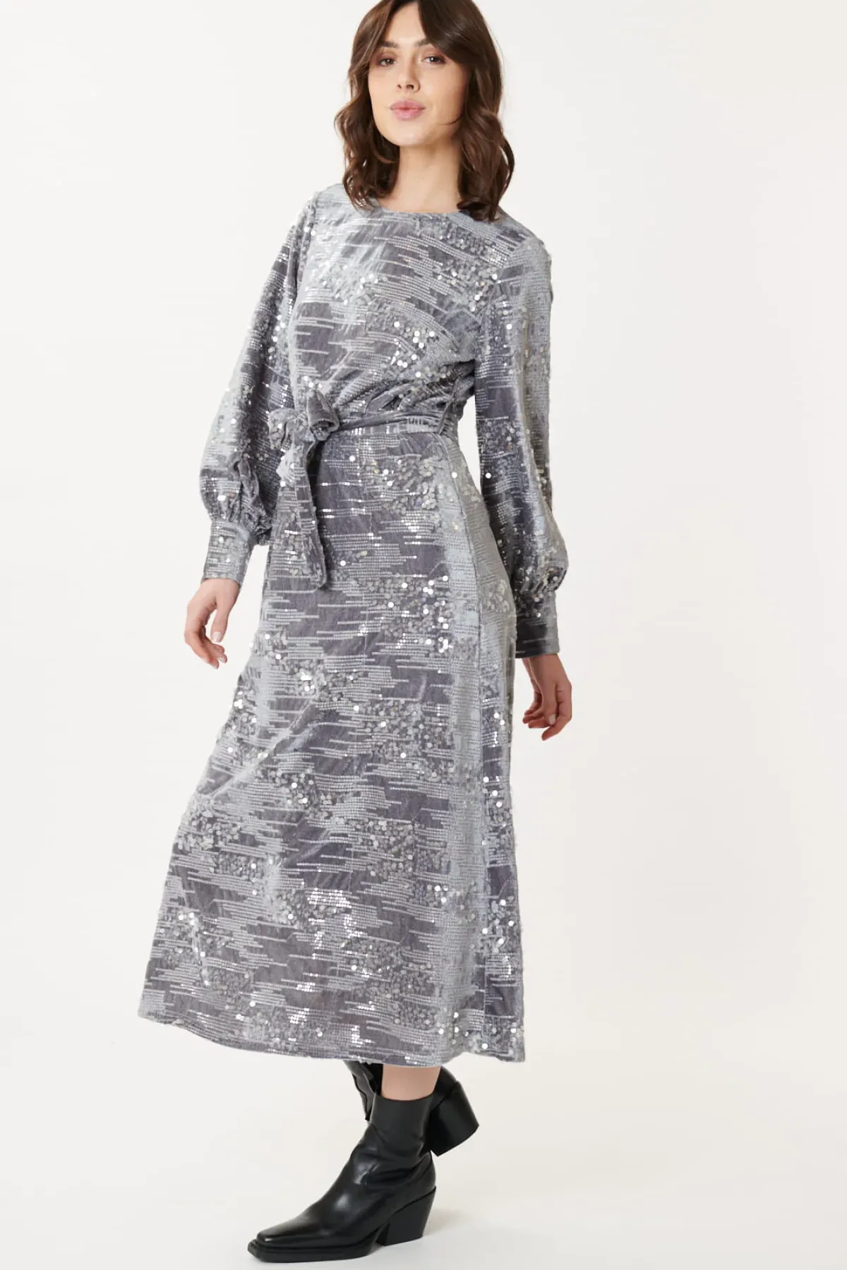 Clearance Robe de fêtes en velours et sequins DALVA Robes Longues