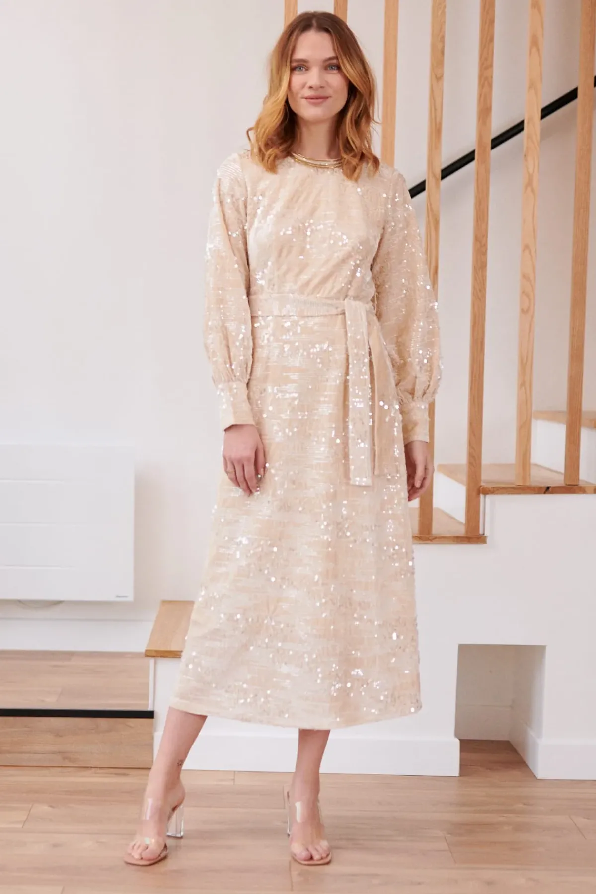 Clearance Robe de fêtes en velours et sequins DALVA Robes Longues