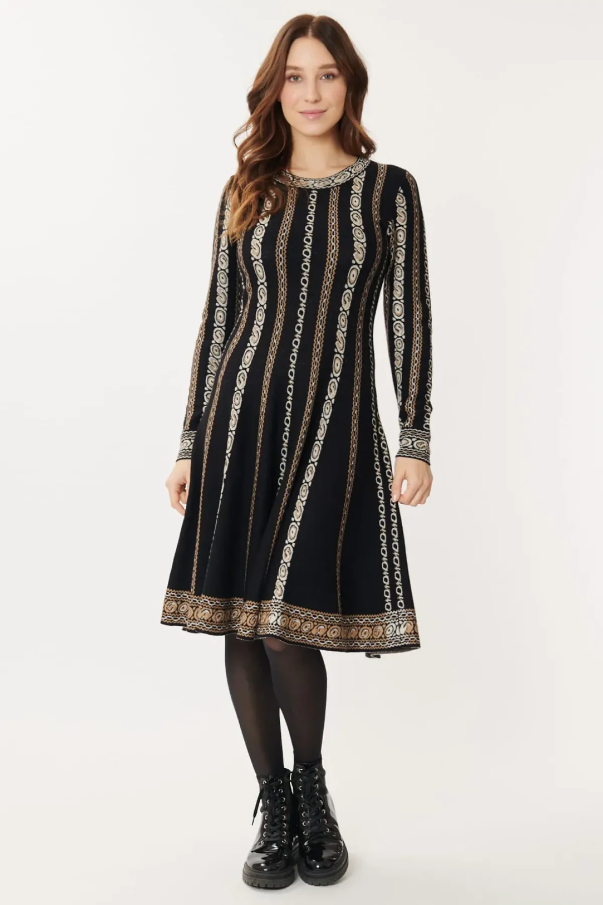 Clearance Robe en Maille Jacquard Chaînons GLORIA Robes Longues