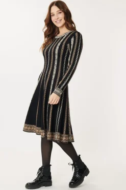 Clearance Robe en Maille Jacquard Chaînons GLORIA Robes Longues