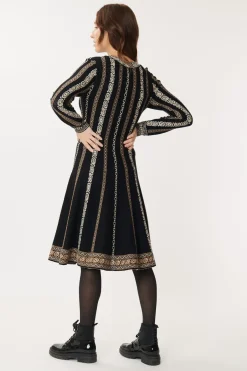 Clearance Robe en Maille Jacquard Chaînons GLORIA Robes Longues