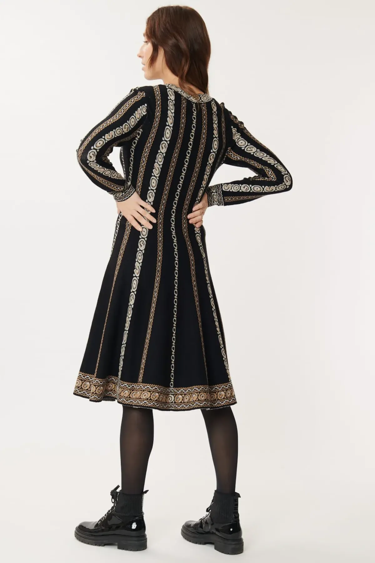 Clearance Robe en Maille Jacquard Chaînons GLORIA Robes Longues