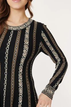 Clearance Robe en Maille Jacquard Chaînons GLORIA Robes Longues