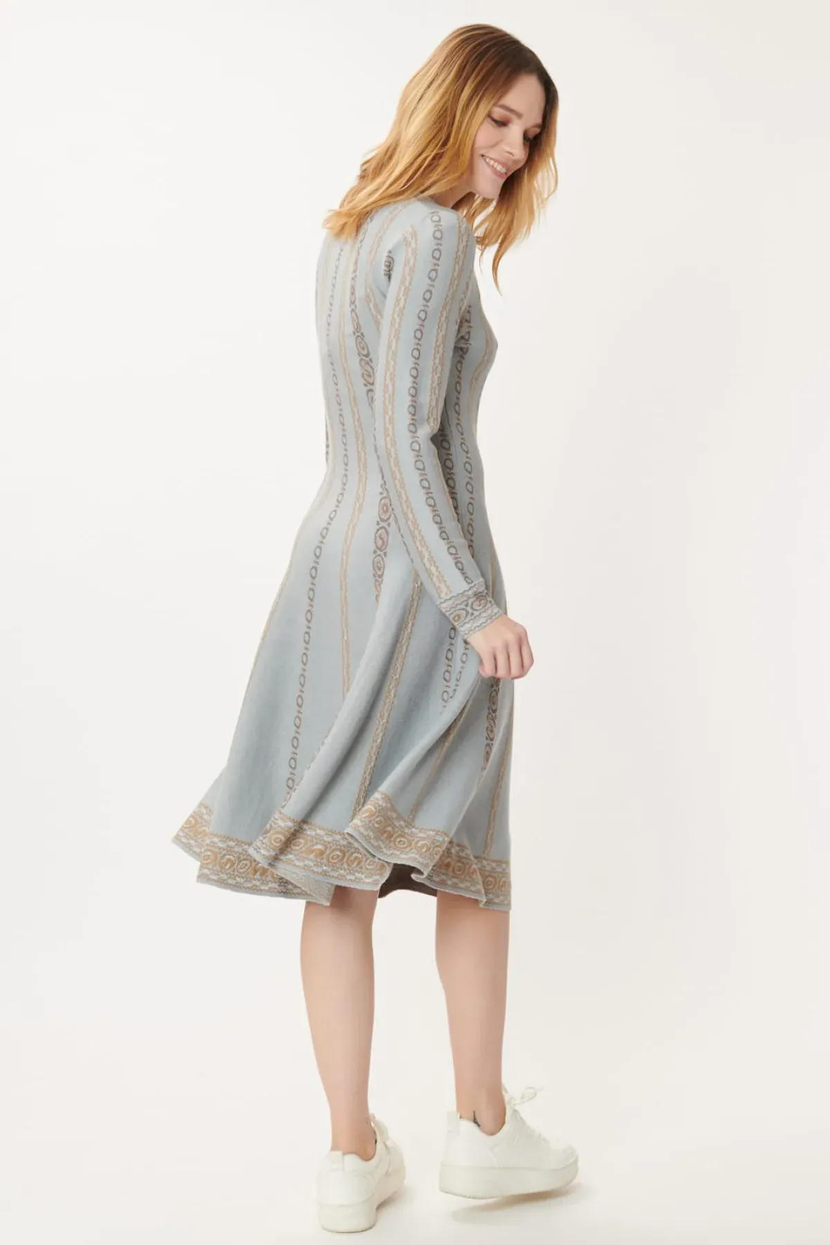 Clearance Robe en Maille Jacquard Chaînons GLORIA Robes Longues