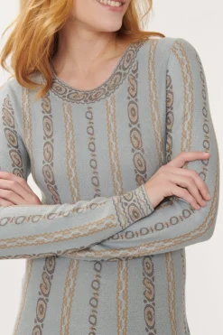 Clearance Robe en Maille Jacquard Chaînons GLORIA Robes Longues