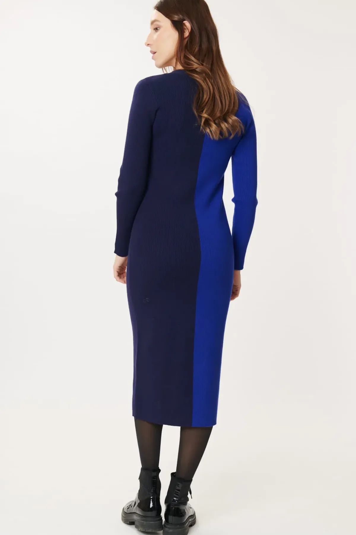 Best Sale Robe en maille mi-longue bicolore GEMINA La Maille