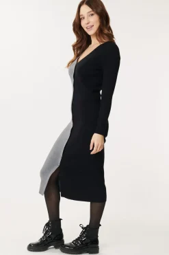 Best Sale Robe en maille mi-longue bicolore GEMINA La Maille