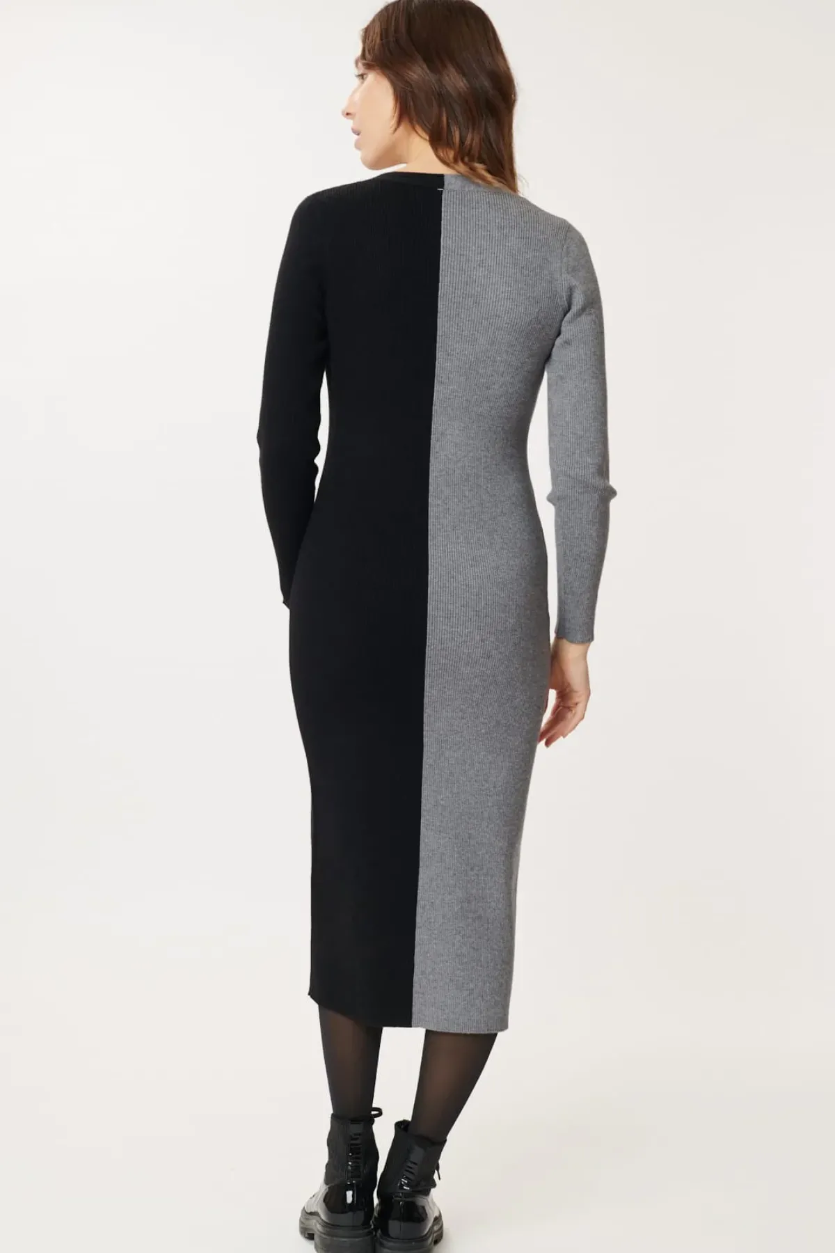 Best Sale Robe en maille mi-longue bicolore GEMINA La Maille