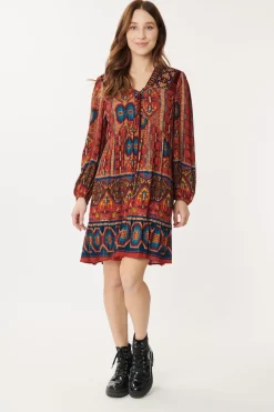 Hot Robe imprimée et velours brodé AGLAE Robes Imprimées|Robes Courtes