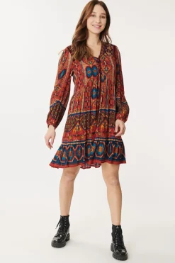 Hot Robe imprimée et velours brodé AGLAE Robes Imprimées|Robes Courtes