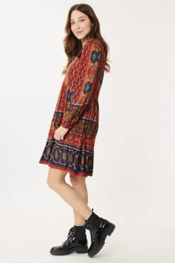 Hot Robe imprimée et velours brodé AGLAE Robes Imprimées|Robes Courtes