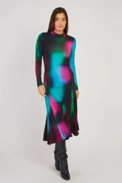 Best Robe longue col montant imprimé abstrait BALI Robes Imprimées|Robes Longues