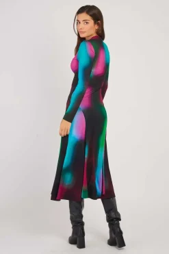 Best Robe longue col montant imprimé abstrait BALI Robes Imprimées|Robes Longues