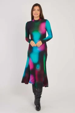 Best Robe longue col montant imprimé abstrait BALI Robes Imprimées|Robes Longues