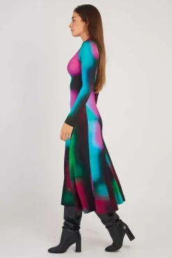 Best Robe longue col montant imprimé abstrait BALI Robes Imprimées|Robes Longues