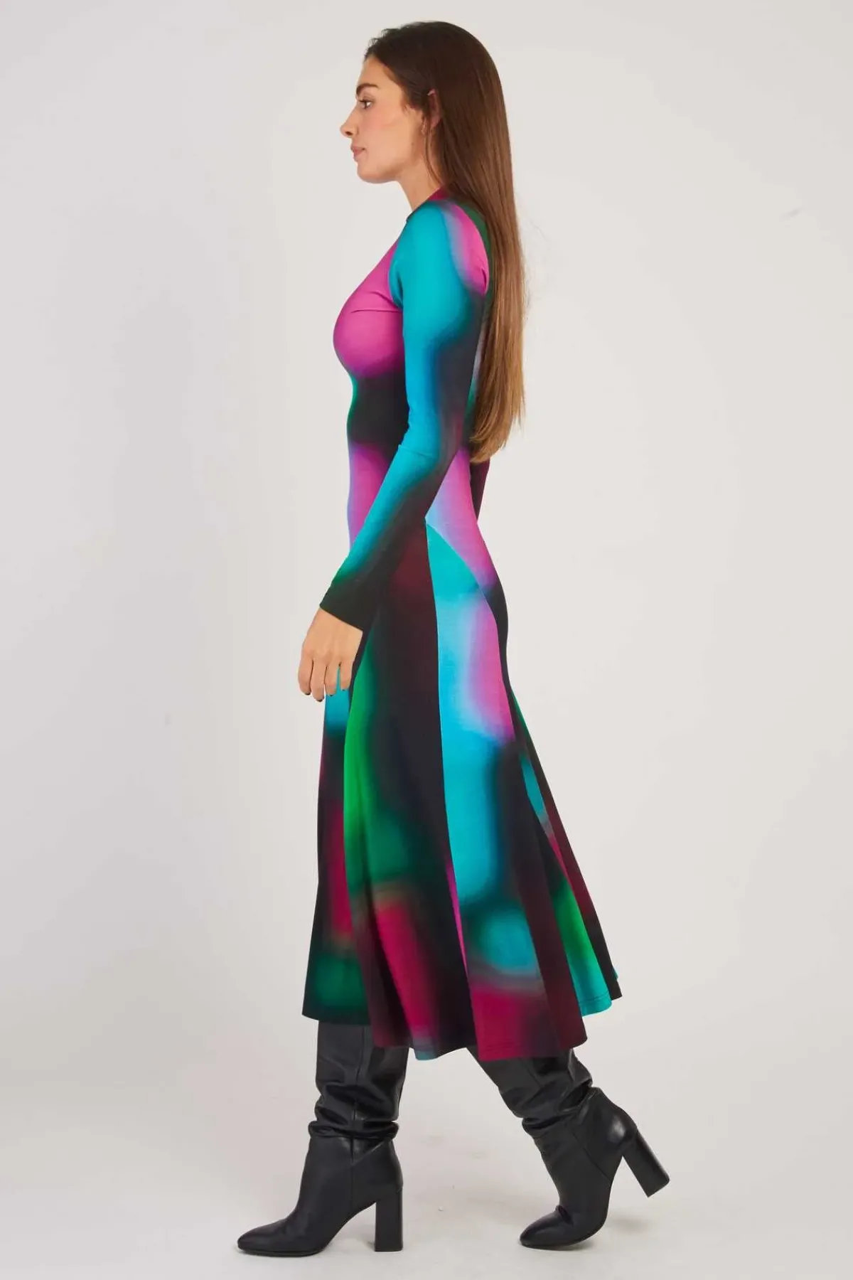 Best Robe longue col montant imprimé abstrait BALI Robes Imprimées|Robes Longues