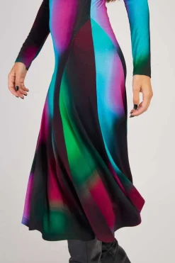 Best Robe longue col montant imprimé abstrait BALI Robes Imprimées|Robes Longues