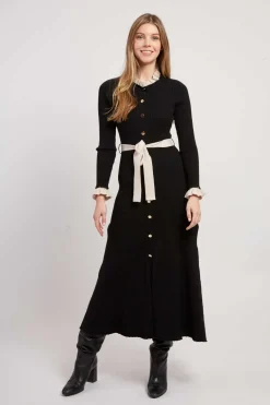 Flash Sale Robe longue en maille boutonnée JOLIE Robes Longues