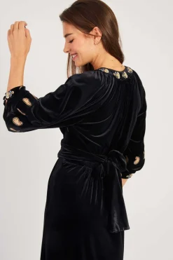 Discount Robe longue en velours stretch VALISOA Robes Longues