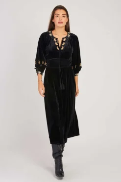 Discount Robe longue en velours stretch VALISOA Robes Longues