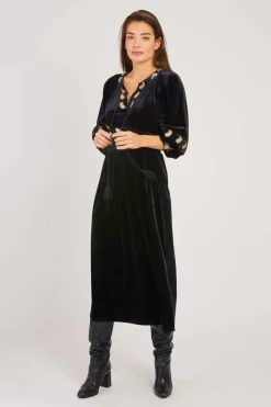 Discount Robe longue en velours stretch VALISOA Robes Longues