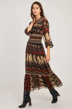 Cheap Robe longue imprimée col V BARTHOLOMEE Robes Imprimées|Robes Longues