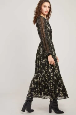 Flash Sale Robe longue imprimée floral manches longues BEDFORD Robes Imprimées|Robes Longues