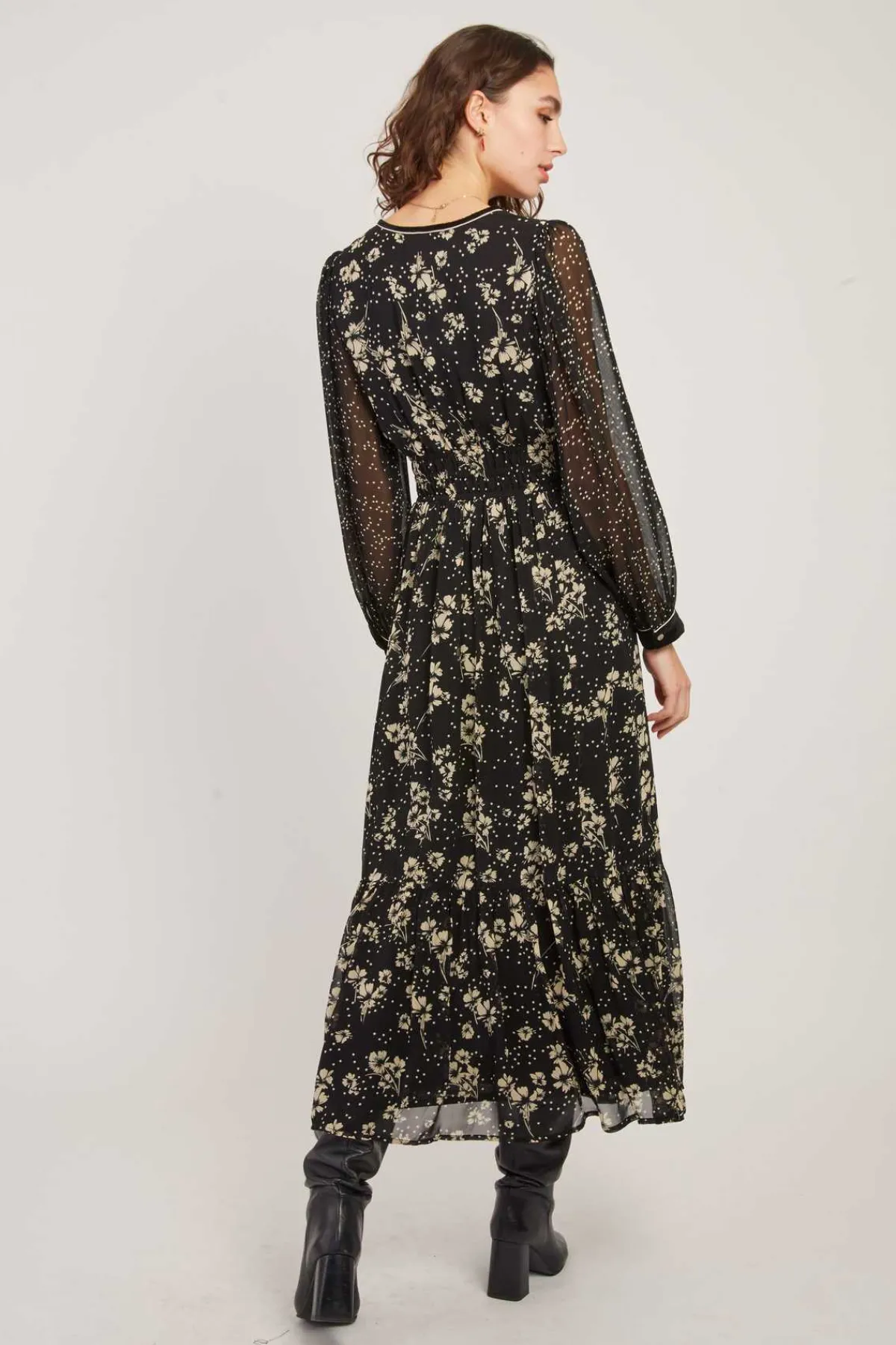 Flash Sale Robe longue imprimée floral manches longues BEDFORD Robes Imprimées|Robes Longues