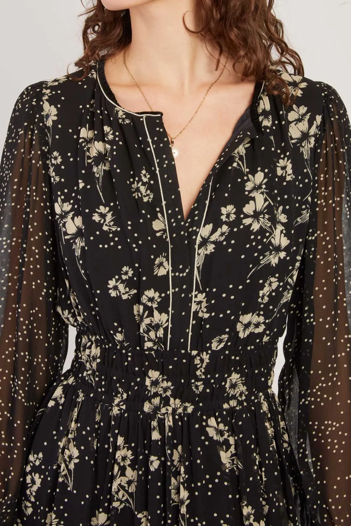 Flash Sale Robe longue imprimée floral manches longues BEDFORD Robes Imprimées|Robes Longues