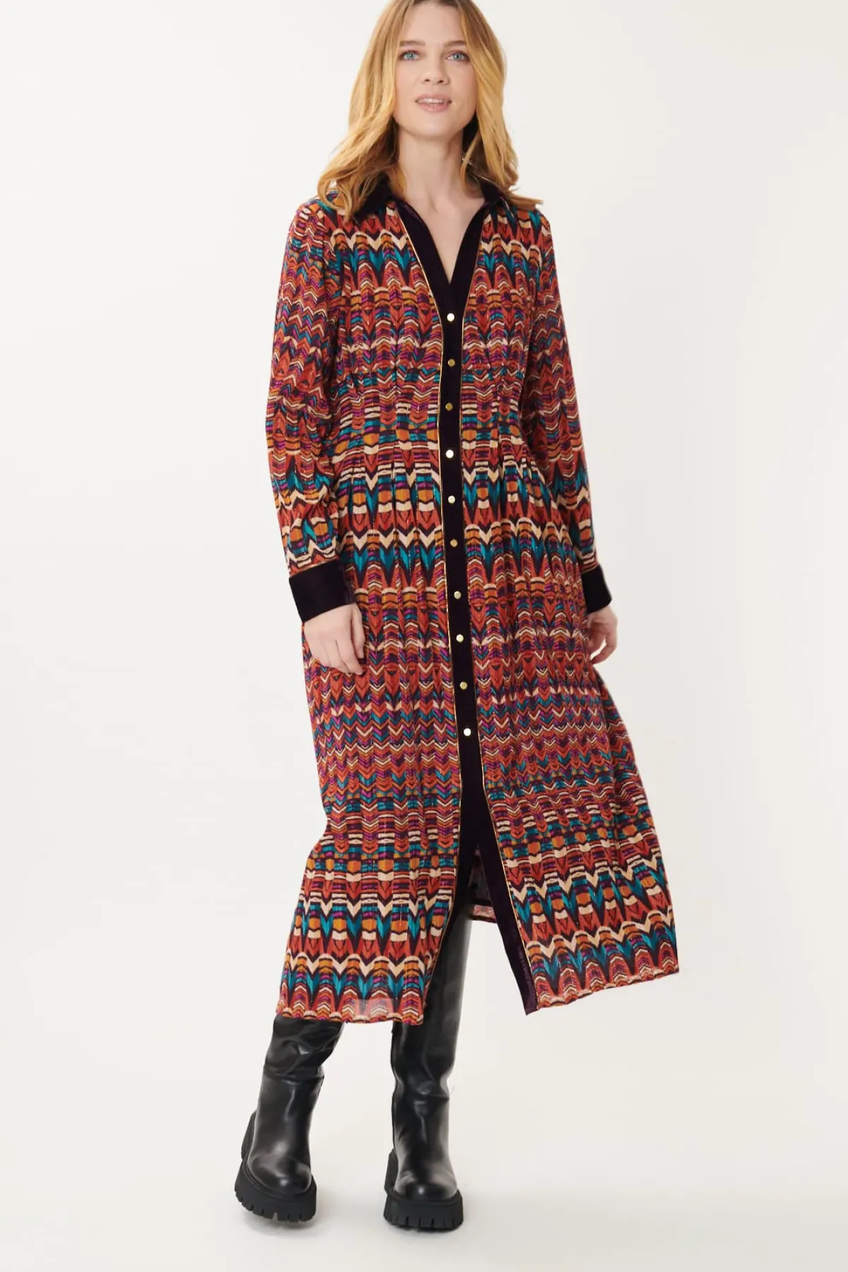 Hot Robe Longue Imprimée Multicolore ADOLIE Robes Imprimées|Robes Longues