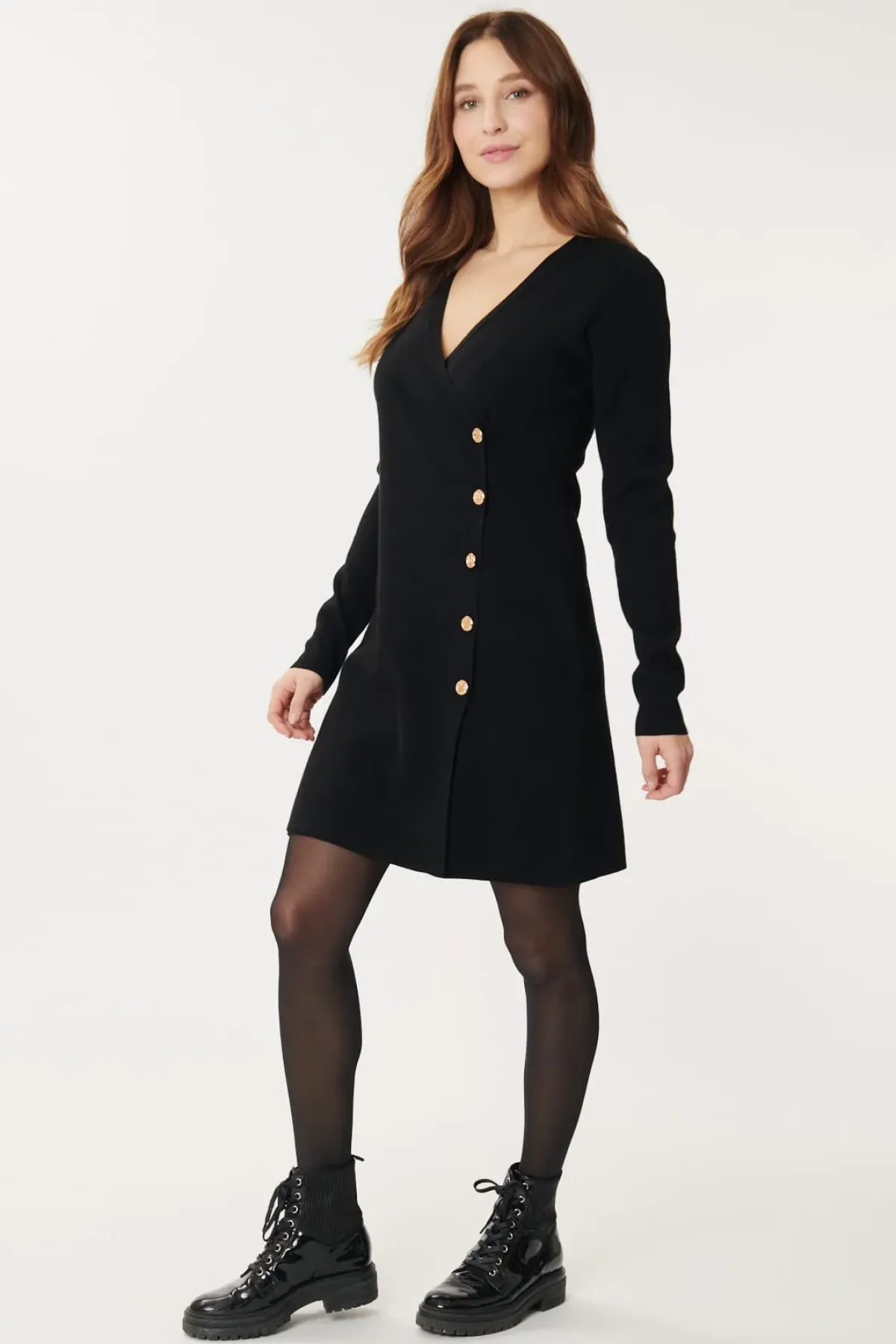 Cheap Robe Maille Unie Col V GAETANE Robes Courtes