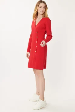 Cheap Robe Maille Unie Col V GAETANE Robes Courtes