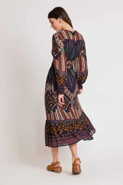 Sale Robe mi- longue col V imprimée SEGOLENE Robes Imprimées|Robes Longues